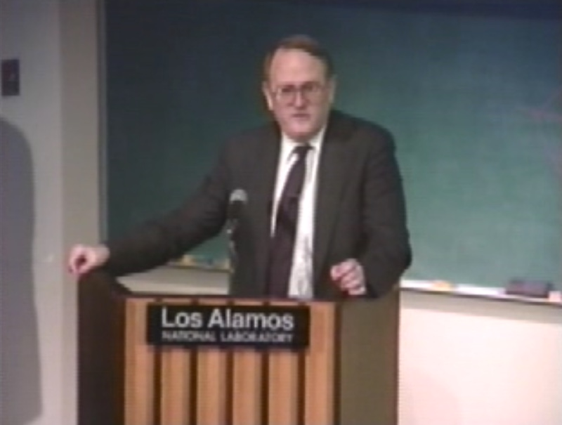 Screenshot of Dr. Paul A. Goble giving a talk at Los Alamos National Laboratory titled “Coping with the End of the Soviet Union” on November 17, 1992 (NNSA/FOIA/Screenshot)